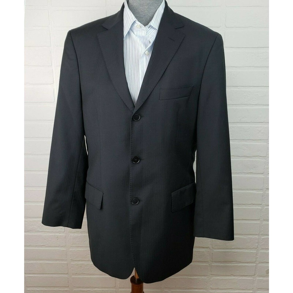 Boss Hugo Boss Sport Coat US Mens 38R Scorsese Movie Black Stripe Suit Jacket
